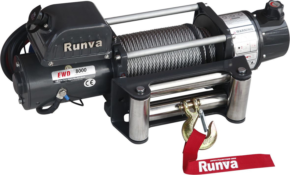 Лебёдка электрическая двухскоростная 12V Runva 8000 lbs 3629 кг. Артикул EWD8000U