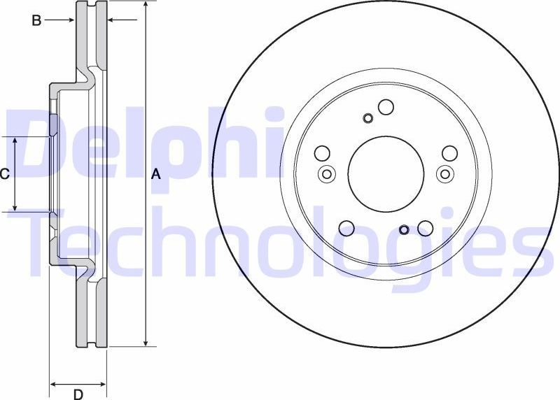 Тормозной диск Delphi передний для Honda Civic X 2014-2026. Артикул BG4698C