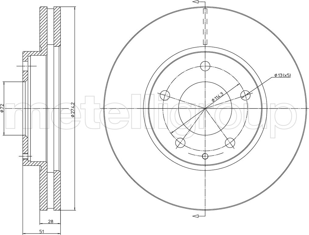 Тормозной диск Metelli. Артикул 23-1572