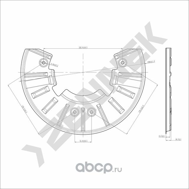 Защита тормозного диска передняя левая/правая VW TOUAREG 02-18 AUDI Q7 06-15 (Zennek). Артикул DCD0148