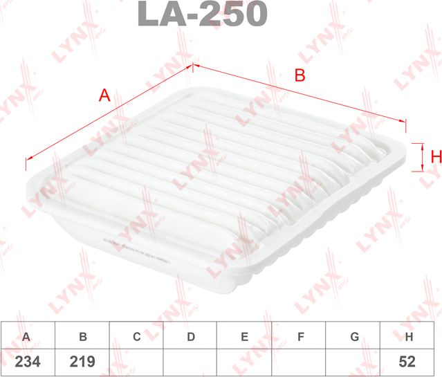Воздушный фильтр LYNXauto. Артикул LA-250