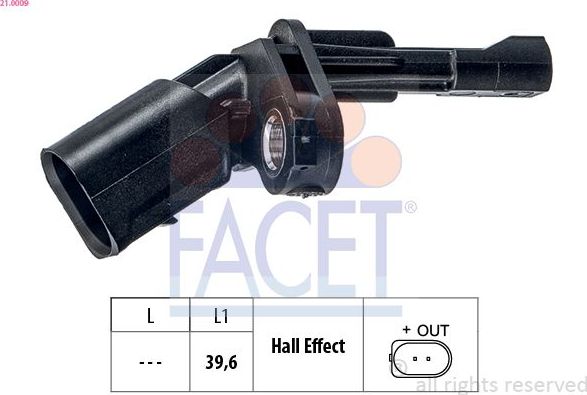 Датчик ABS Facet Made in Italy - OE Equivalent. Артикул 21.0009
