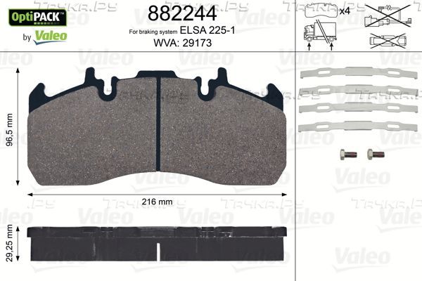 Тормозные колодки Valeo OptiPack передние/задние для Volvo  FL III 2013-2026. Артикул 882244