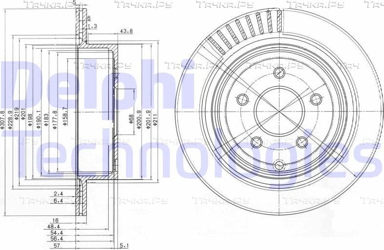 Тормозной диск Delphi задний для Infiniti QX50 I 2013-2017. Артикул BG4041