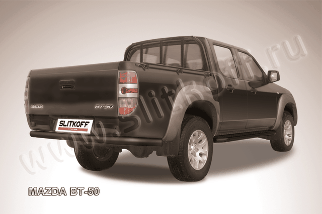 Защита Slitkoff заднего бампера d76 ЧЕРНАЯ матовая для Mazda BT-50 I 2006-2011. Артикул MZB014B