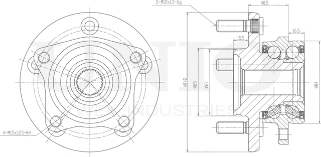 Ступица колеса с интегрированным подшипником (Unio). Артикул HUB-20089