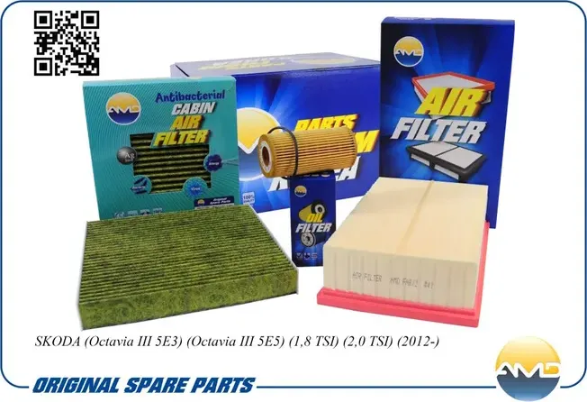 Комплект фильтров (масл.06L115562 + возд.5Q0129620B + салон.антибак.уг.5Q0819653 (AMD). Артикул AMDSETF155A