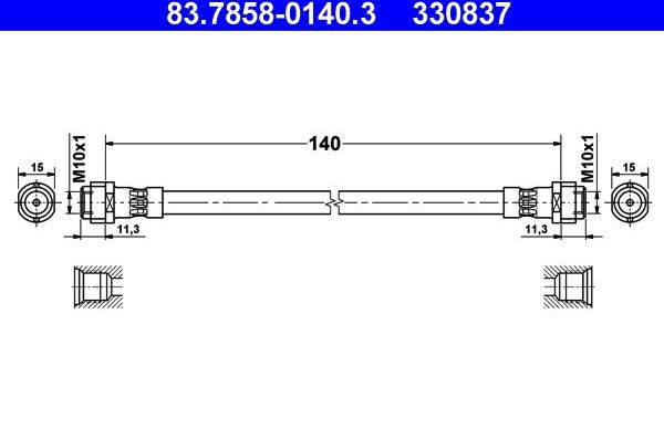 Тормозной шланг ATE. Артикул 83.7858-0140.3