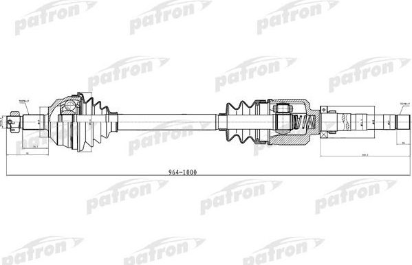 Полуось (привод в сборе, приводной вал) Patron передняя правая для Citroen C8 I 2002-2007. Артикул PDS0310