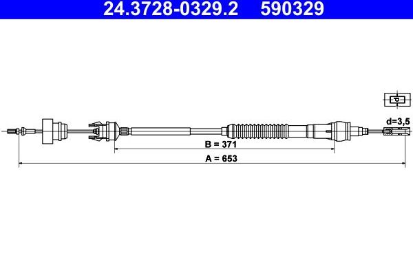 Трос сцепления ATE. Артикул 24.3728-0329.2