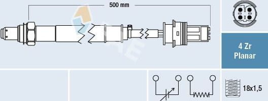 Лямбда-зонд (кислородный датчик) FAE. Артикул 77443
