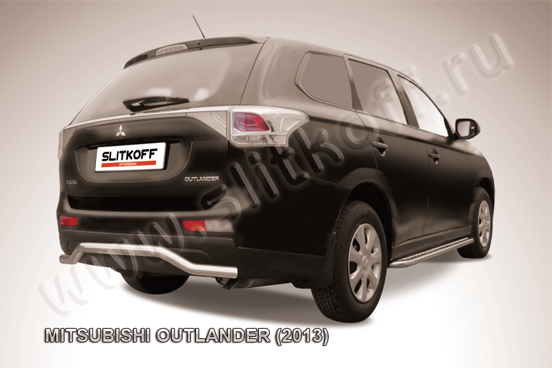 Защита Slitkoff заднего бампера d57 волна для Mitsubishi Outlander III 2013-2014. Артикул MOUT13-010