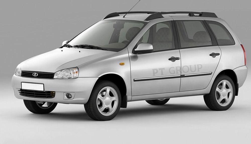 Рейлинги продольные PT Group Усиленные под крышу с ребром для Lada Kalina универсал 2004-2013 Черный муар. Артикул 01170702