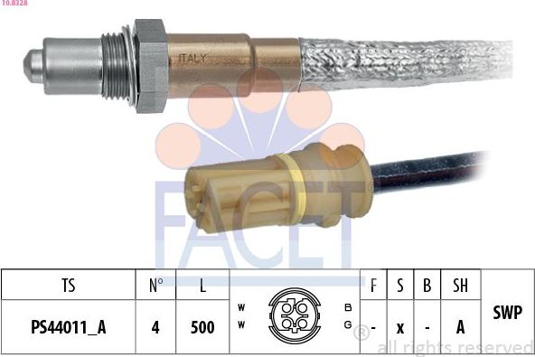 Лямбда-зонд (кислородный датчик) Facet Made in Italy - OE Equivalent. Артикул 10.8328