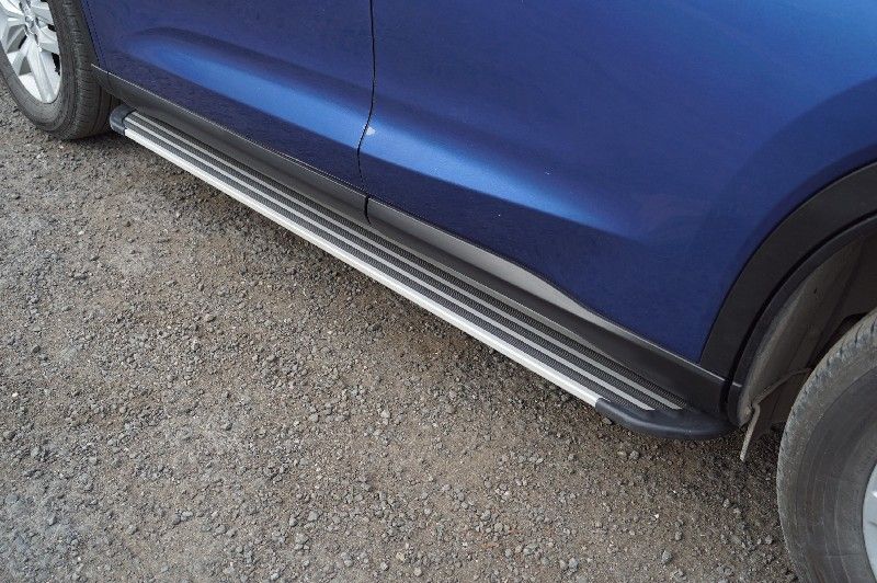 Пороги алюминиевые ТСС Slim Line Silver 1720 мм для GAC GS5 1.5T 2WD 2020-2023. Артикул GACGS520-03S