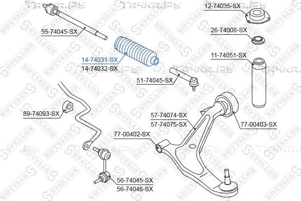 Пыльник рулевой рейки Stellox. Артикул 14-74031-SX