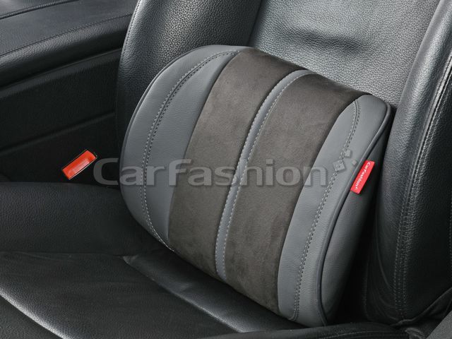 Подушки под поясницу CarFashion Flex ортопедическая M экокожа/замша, цвет Темно-серый/Темно-серый/Серый. Артикул 41567