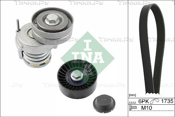 Приводной ремень поликлиновой с роликами (комплект) Ina для Volkswagen Jetta V 2007-2010. Артикул 529 0505 10