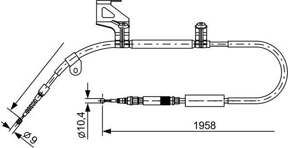 Трос ручника (тросик ручного тормоза) Bosch задний левый для Audi A6 II (C5) 1997-2005. Артикул 1 987 477 603