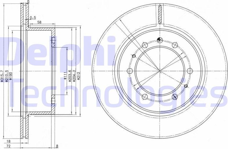 Тормозной диск Delphi. Артикул BG3117