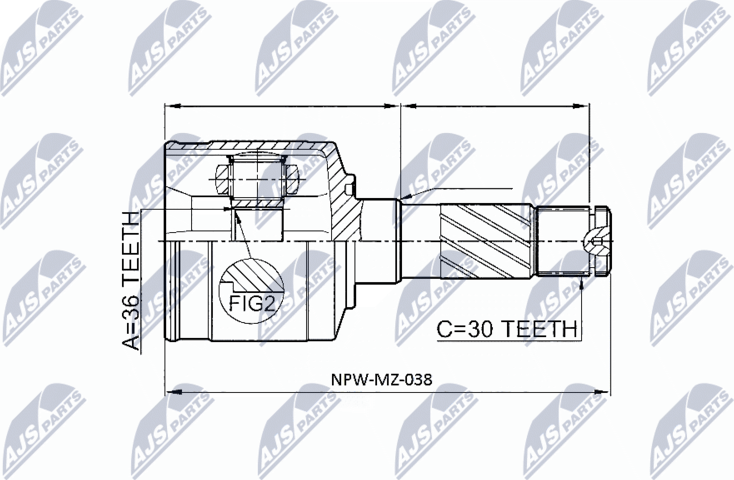 Шрус внутренний (граната) NTY. Артикул NPW-MZ-038