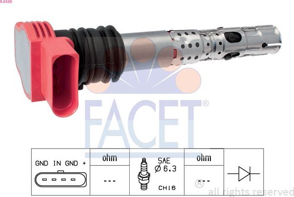 Катушка зажигания Facet Made in Italy - OE Equivalent. Артикул 9.6336