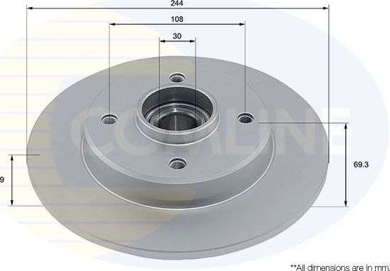 Тормозной диск Comline Comline задний для Citroen C3 III 2016-2026. Артикул ADC3037