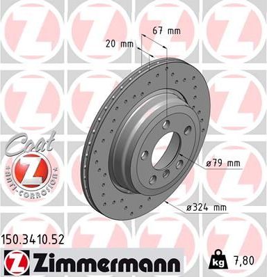 Тормозной диск Zimmermann SPORT Z. Артикул 150.3410.52