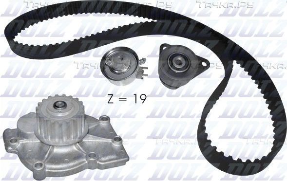 Помпа (водяной насос) с комплектом ремня ГРМ Dolz. Артикул KD115