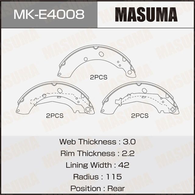 Колодки барабанные MASUMA VOLKSWAGEN POLO 15- (1 8) Masuma. Артикул MKE4008