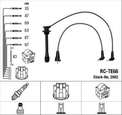 Высоковольтные провода (провода зажигания) (комплект) NGK. Артикул 2902