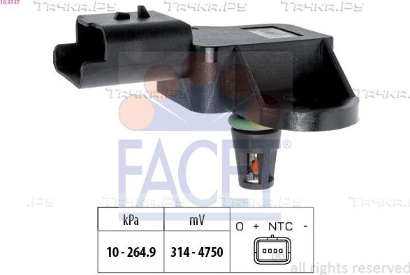 Датчик абсолютного давления (ДАД, MAP) Facet Made in Italy - OE Equivalent для Citroen DS3 I 2010-2015. Артикул 10.3137