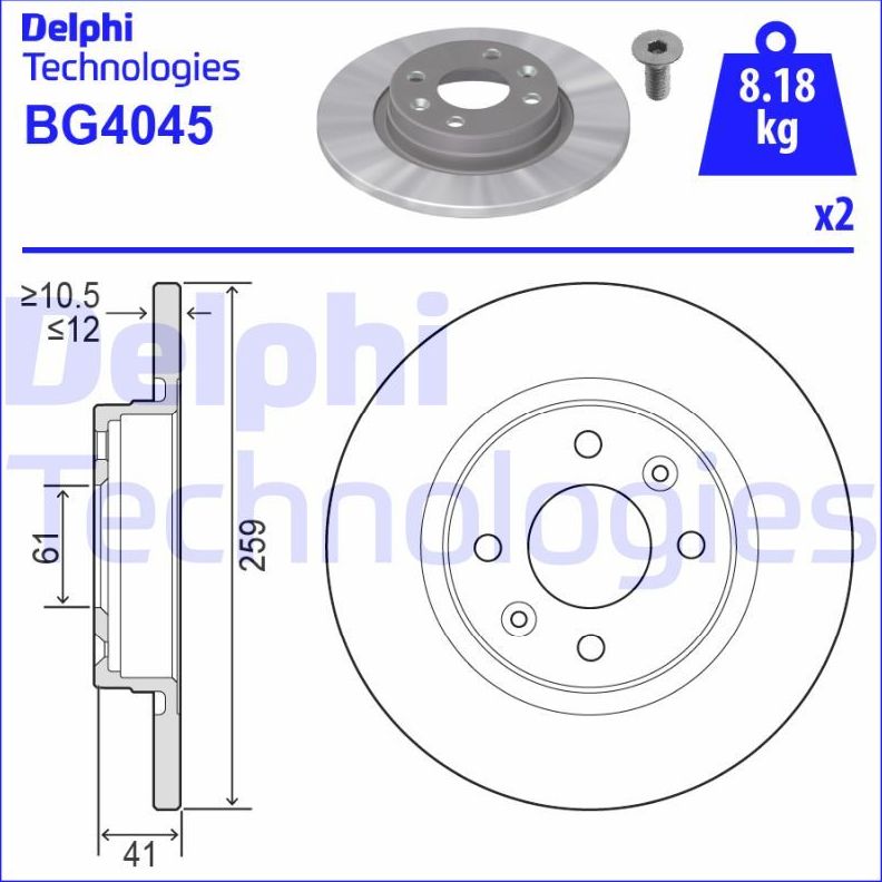 Тормозной диск Delphi. Артикул BG4045