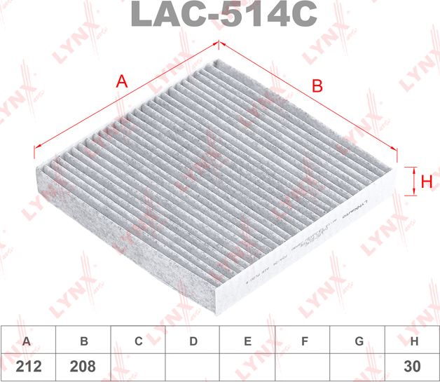 Салонный фильтр LYNXauto. Артикул LAC-514C