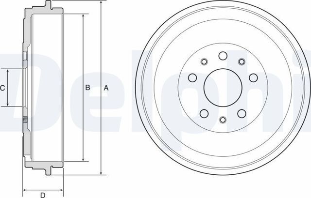 Тормозной барабан Delphi для Fiat Tipo 356 2015-2026. Артикул BF767