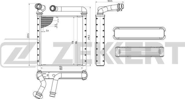 Радиатор отопителя (печки) Zekkert (алюминий). Артикул MK-5152