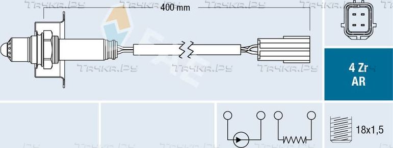 Лямбда-зонд (кислородный датчик) FAE для Nissan Cabstar F24M, F24W 2006-2013. Артикул 75643