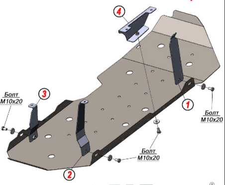 Защита Alfeco для топливного бака Toyota Land Cruiser Prado 150 2009-2026. Артикул ALF.24.16