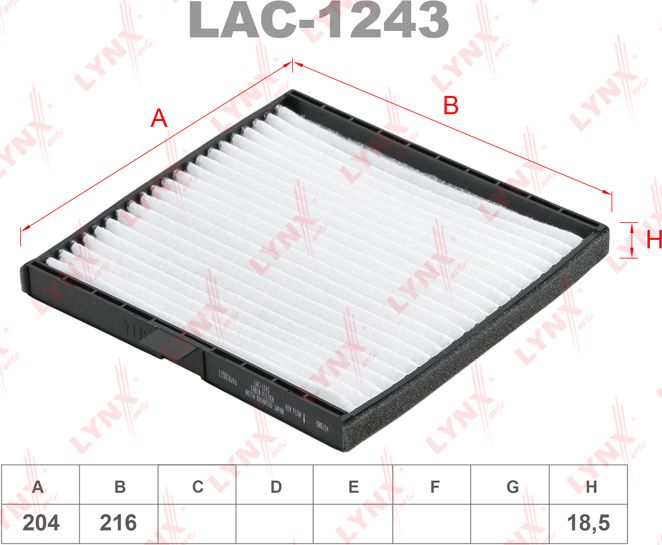 Салонный фильтр LYNXauto. Артикул LAC-1243