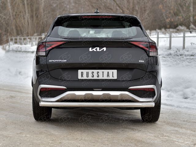 Защита RusStal заднего бампера d63 секции для Kia Sportage V (кроме Style и X-Line) 2021-2026. Артикул KSZ-004034