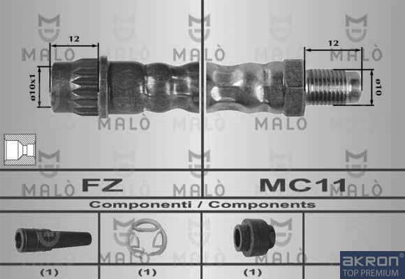 Тормозной шланг Malò передний для Peugeot 607 I 2000-2005. Артикул 80203