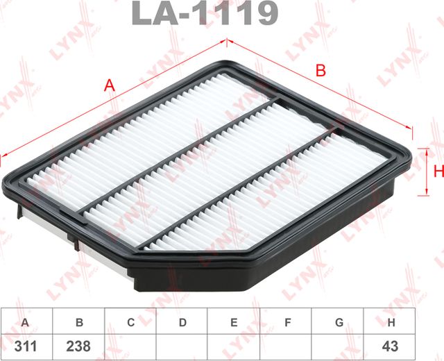 Воздушный фильтр LYNXauto для Hyundai ix55 2007-2013. Артикул LA-1119