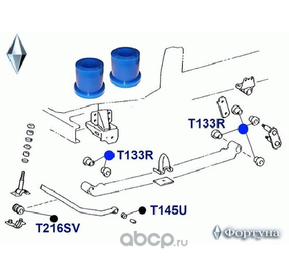 90385-23037 сайлентблоки полиуретановые (Фортуна). Артикул T133R