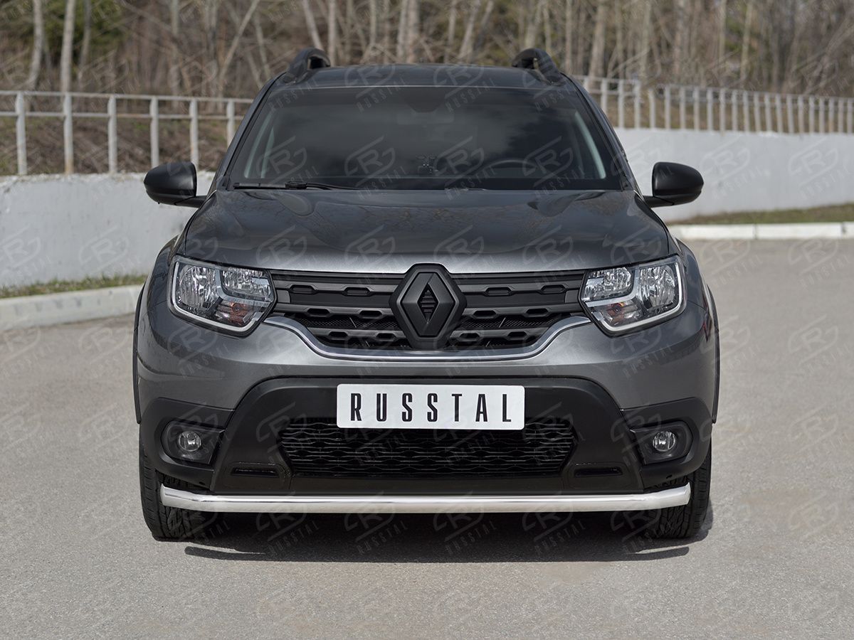 Защита RusStal переднего бампера d63 (секции) для Renault Duster II 2021-2026. Артикул RDZ-003802