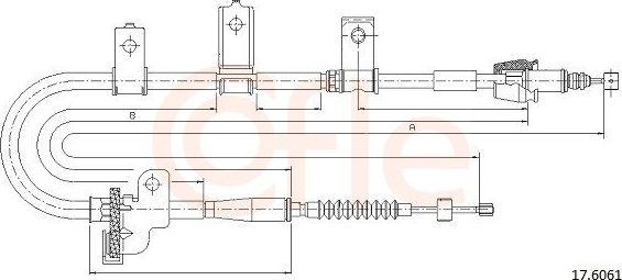 Трос ручника (тросик ручного тормоза) Cofle задний правый для Kia Picanto I 2004-2011. Артикул 17.6061