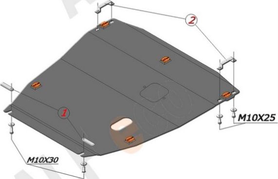 Защита алюминиевая Alfeco для картера и КПП Ford Focus I 1998-2005. Артикул ALF.07.07 AL4