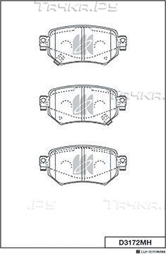 Тормозные колодки MK Kashiyama задние для Mazda 6 III (GJ) 2012-2026. Артикул D3172MH