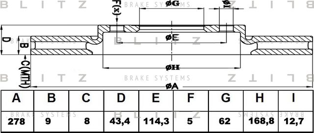 Диск тормозной FIAT/SUZUKI SEDICI/SX4 06- задн. (Blitz). Артикул BS0451