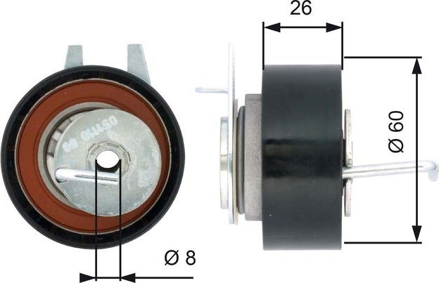 Натяжной ролик (натяжитель) ремня ГРМ Gates PowerGrip®. Артикул T43199