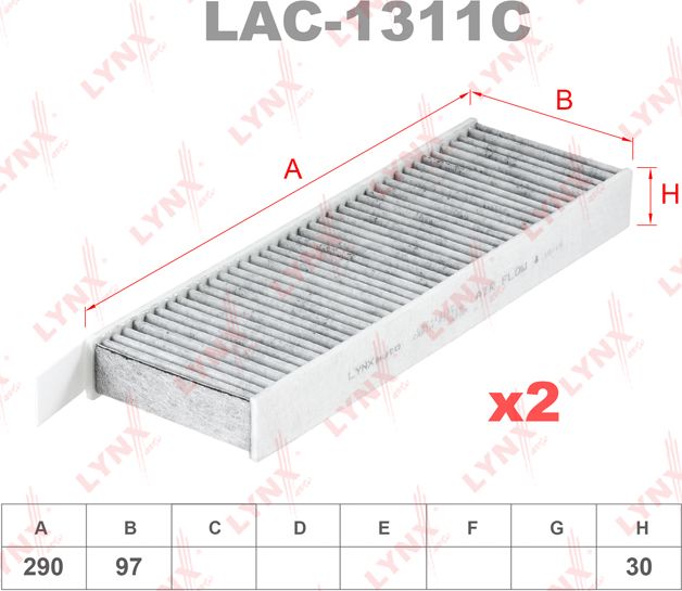 Салонный фильтр LYNXauto для Citroen C4 Picasso II 2013-2018. Артикул LAC-1311C